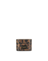 Dauphine calfskin airpods pro case with leopard print and plate - | Dolce & Gabbana