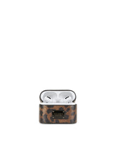 Dauphine calfskin airpods pro case with leopard print and plate - | Dolce & Gabbana