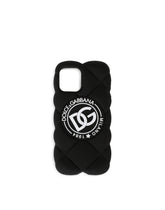 Quilted-effect rubber iPhone 12 Pro cover with DG logo - | Dolce & Gabbana