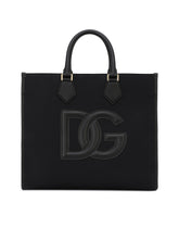 Canvas shopper with calfskin nappa details - | Dolce & Gabbana