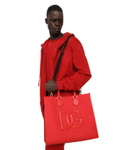 Canvas shopper with calfskin nappa details - | Dolce & Gabbana