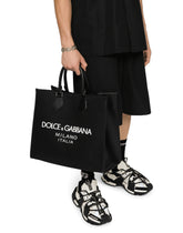 Large nylon shopper with rubberized logo - | Dolce & Gabbana