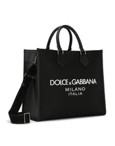 Large nylon shopper with rubberized logo - | Dolce & Gabbana