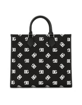 Large canvas shopper with all-over DG logo - | Dolce & Gabbana