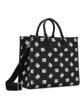 Large canvas shopper with all-over DG logo - | Dolce & Gabbana