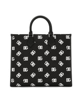 Large canvas shopper with all-over DG logo - | Dolce & Gabbana