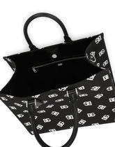 Large canvas shopper with all-over DG logo - | Dolce & Gabbana