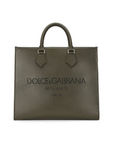 Large calfskin shopper with logo - | Dolce & Gabbana