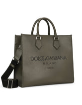 Large calfskin shopper with logo - | Dolce & Gabbana