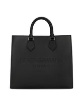 Large calfskin shopper with logo - | Dolce & Gabbana