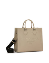 Large calfskin shopper with logo - | Dolce & Gabbana