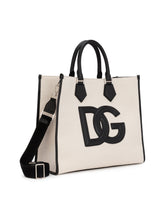 Canvas shopper with calfskin nappa details - | Dolce & Gabbana