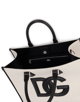 Canvas shopper with calfskin nappa details - | Dolce & Gabbana