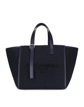 Woven cotton rope shopper with logo embroidery - | Dolce & Gabbana