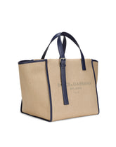 Herringbone canvas shopper with logo embroidery - | Dolce & Gabbana