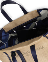 Herringbone canvas shopper with logo embroidery - | Dolce & Gabbana