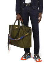 Nero Sicilia dna nylon travel bag with branded tag - | Dolce & Gabbana