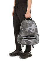 Camouflage-print nylon backpack with branded tag - | Dolce & Gabbana