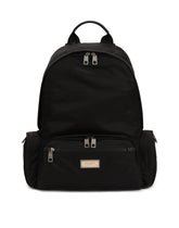 Nylon backpack with branded plate - | Dolce & Gabbana