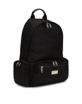 Nylon backpack with branded plate - | Dolce & Gabbana
