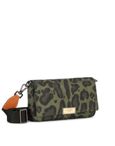 Nylon crossbody bag with leopard print against a green background and branded plate - | Dolce & Gabbana