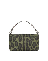 Nylon crossbody bag with leopard print against a green background and branded plate - | Dolce & Gabbana