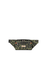 Nylon belt bag with leopard print against a green background and branded plate - | Dolce & Gabbana