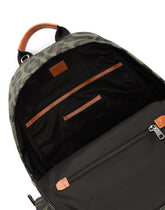 Nylon backpack with leopard print against a green background and branded plate - | Dolce & Gabbana