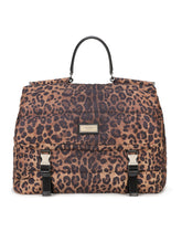 Leopard-print Sicily travel bag in quilted nylon - | Dolce & Gabbana