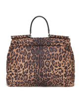 Leopard-print Sicily travel bag in quilted nylon - | Dolce & Gabbana
