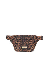 Leopard-print Sicily belt bag in quilted nylon - | Dolce & Gabbana