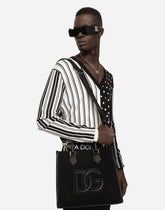 Canvas shopper with calfskin nappa details - | Dolce & Gabbana