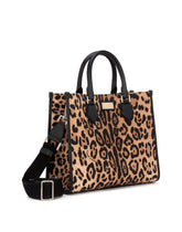 Leopard-print canvas shopper with calfskin nappa details - | Dolce & Gabbana