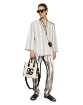 Canvas shopper with calfskin nappa details - | Dolce & Gabbana