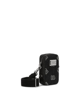 Small calfskin and denim crossbody bag with logo - | Dolce & Gabbana