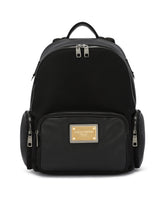 Nylon and grainy calfskin backpack - | Dolce & Gabbana
