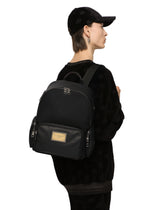 Nylon and grainy calfskin backpack - | Dolce & Gabbana