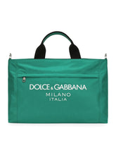 Nylon holdall with rubberized logo - | Dolce & Gabbana