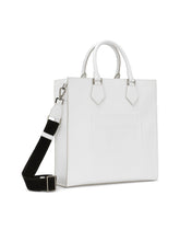 Calfskin tote bag with raised logo - | Dolce & Gabbana