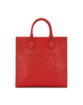 Calfskin tote bag with raised logo - | Dolce & Gabbana