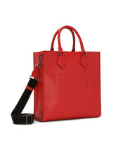 Calfskin tote bag with raised logo - | Dolce & Gabbana