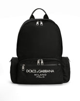 Nylon backpack with rubberized logo - | Dolce & Gabbana