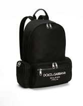 Nylon backpack with rubberized logo - | Dolce & Gabbana