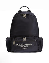 Nylon backpack with rubberized logo - | Dolce & Gabbana