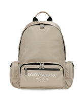 Nylon backpack with rubberized logo - | Dolce & Gabbana