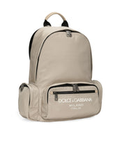 Nylon backpack with rubberized logo - | Dolce & Gabbana