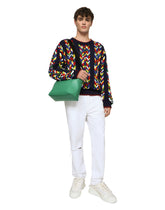 Calfskin crossbody bag with raised logo - | Dolce & Gabbana