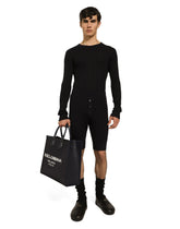 Large nylon shopper with rubberized logo - | Dolce & Gabbana