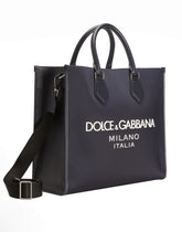 Large nylon shopper with rubberized logo - | Dolce & Gabbana