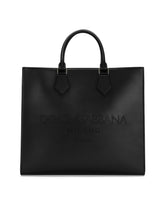 Large calfskin shopper with logo - | Dolce & Gabbana